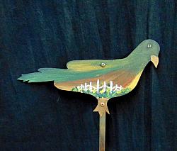 #9053 BIRD behind Picket Fence Plant Stake