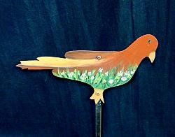 #9052 Bird with Flowered Breast Plant Stake