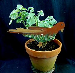 #9052 BIRD with Flowered Breast in Plant